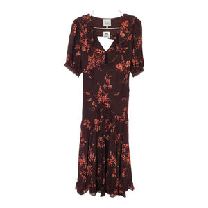 REFORMATION Evra Lace Trim Georgette Midi Dress 8 Cocktail Party Wedding Fall